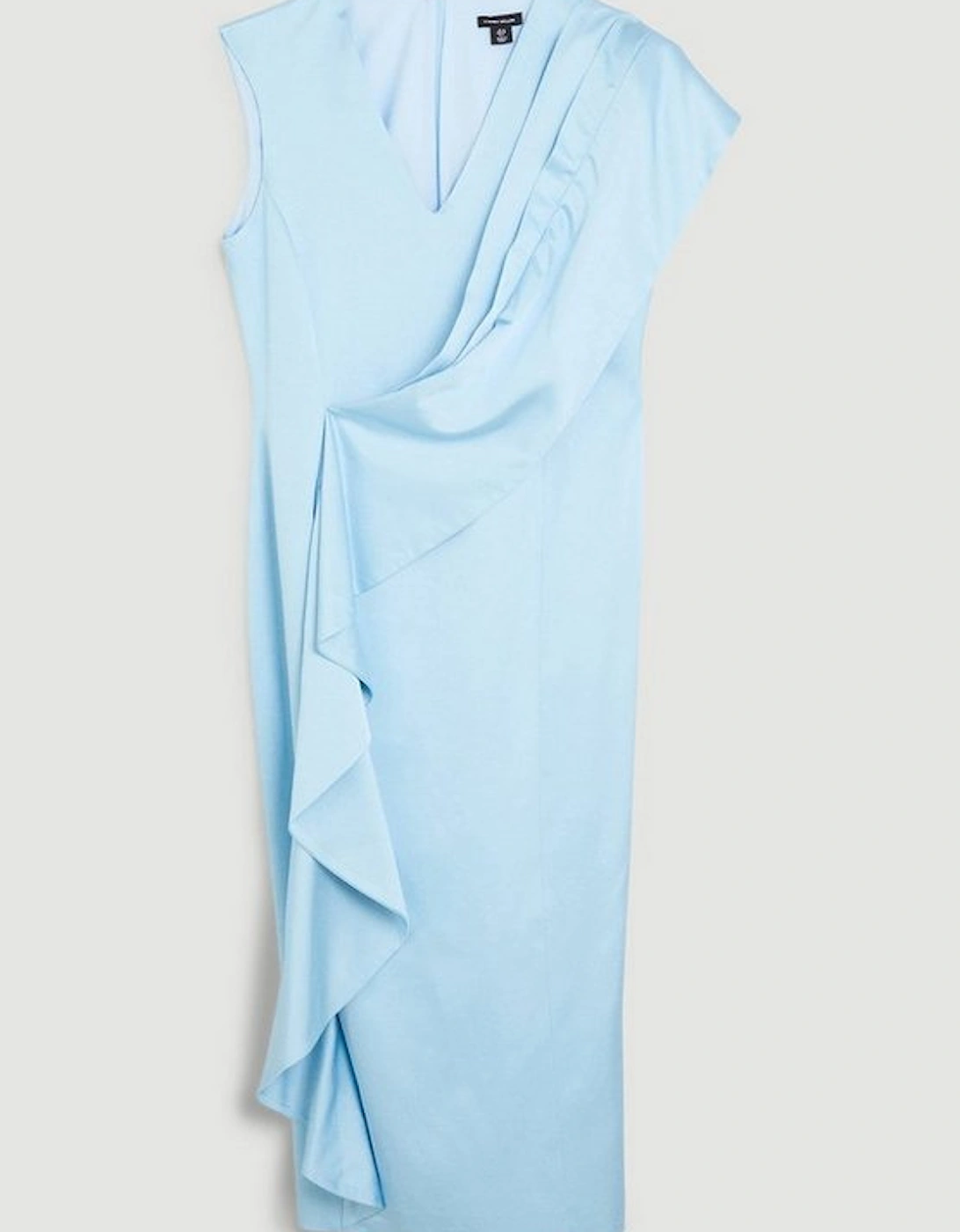 Tall Italian Wool Satin Drape Midi Dress