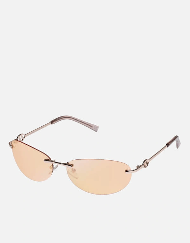 Slinky Metal Oval-Frame Sunglasses