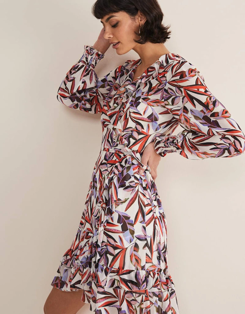 Melinda Leaf Print Mini Dress