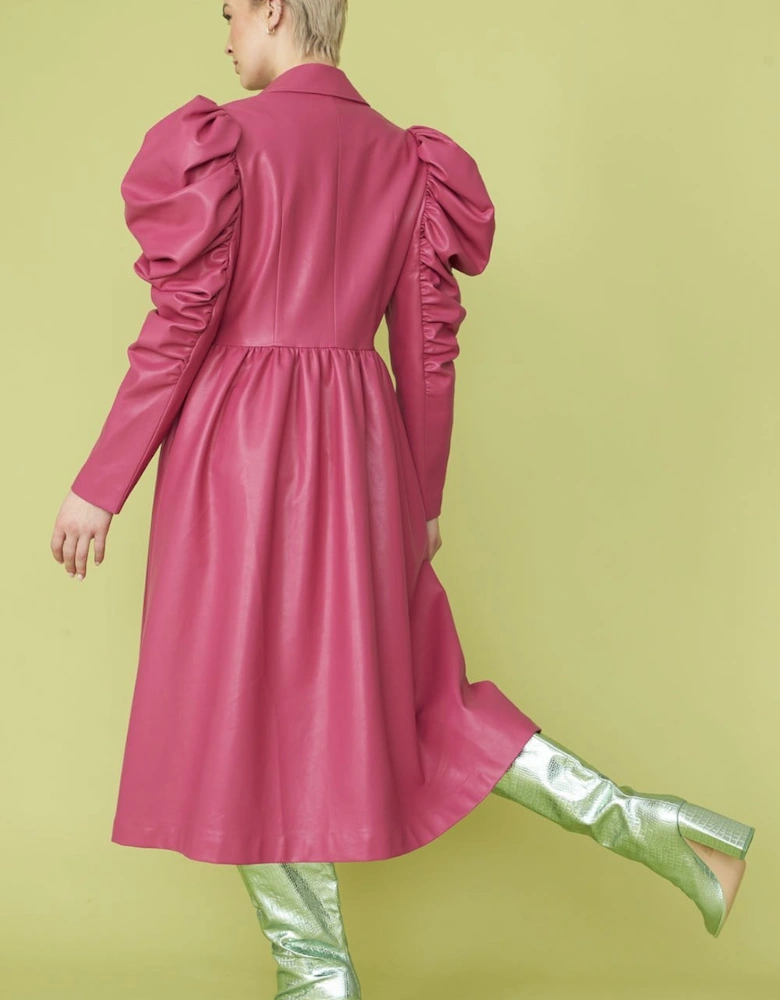 Pink Eco Leather Grande Trench Coat