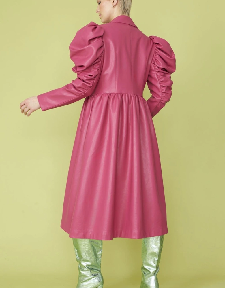 Pink Eco Leather Grande Trench Coat