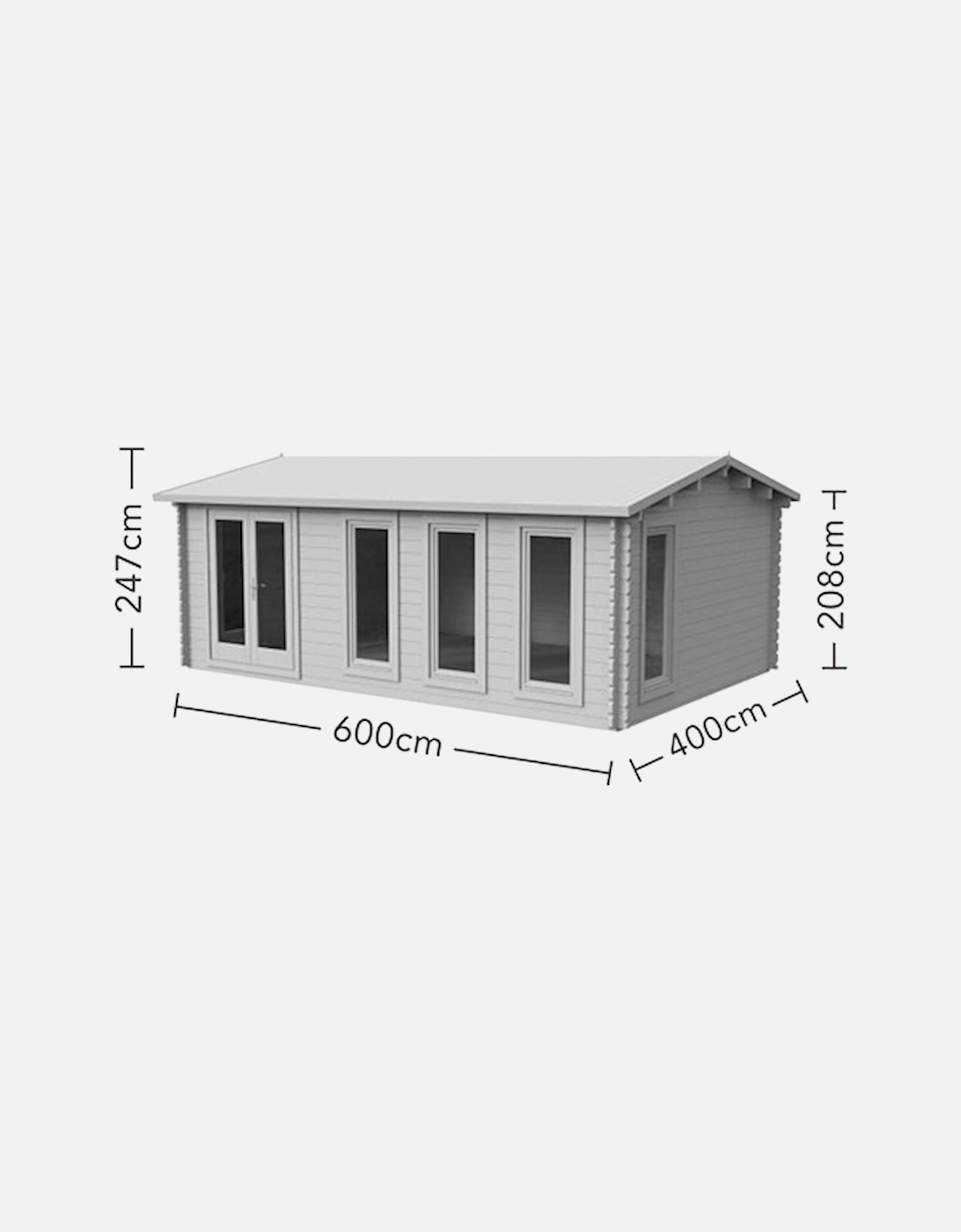 Garden Blakedown 6.0m x 4.0m Log Cabin - Apex Roof Double Glazed 34kg Polyester Felt Plus Underlay