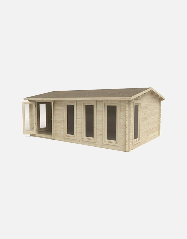 Garden Blakedown 6.0m x 4.0m Log Cabin - Apex Roof Double Glazed 34kg Polyester Felt Plus Underlay