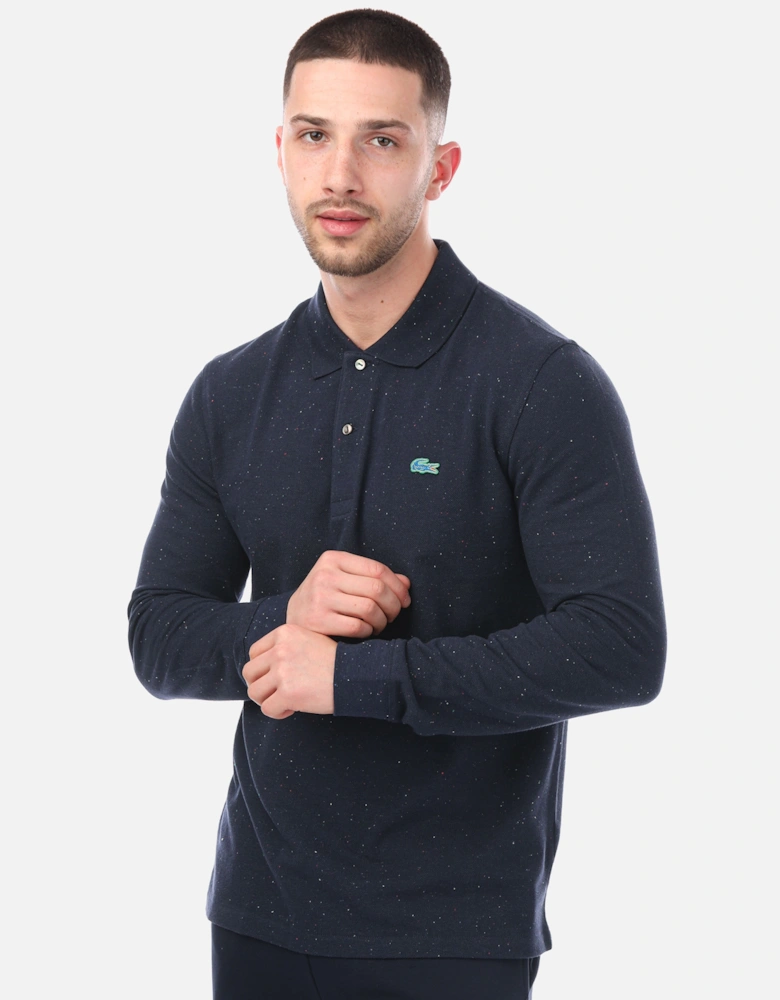 Mens Classic Fit Speckled Print Polo Shirt