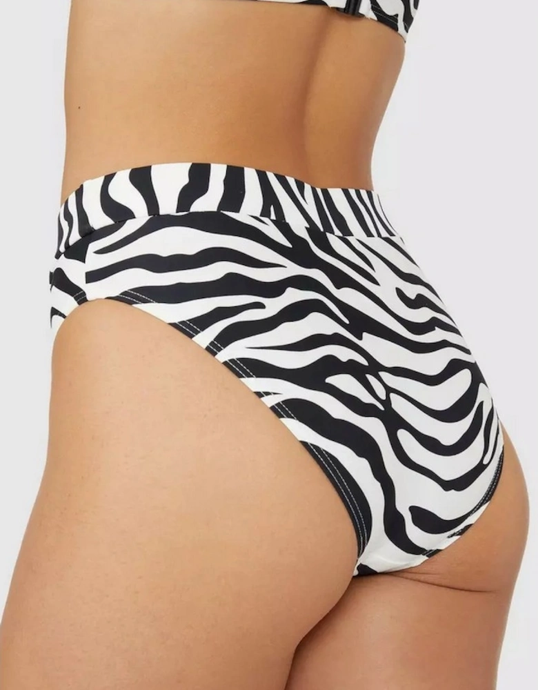 Womens/Ladies Zebra Print Mid Rise Bikini Bottoms