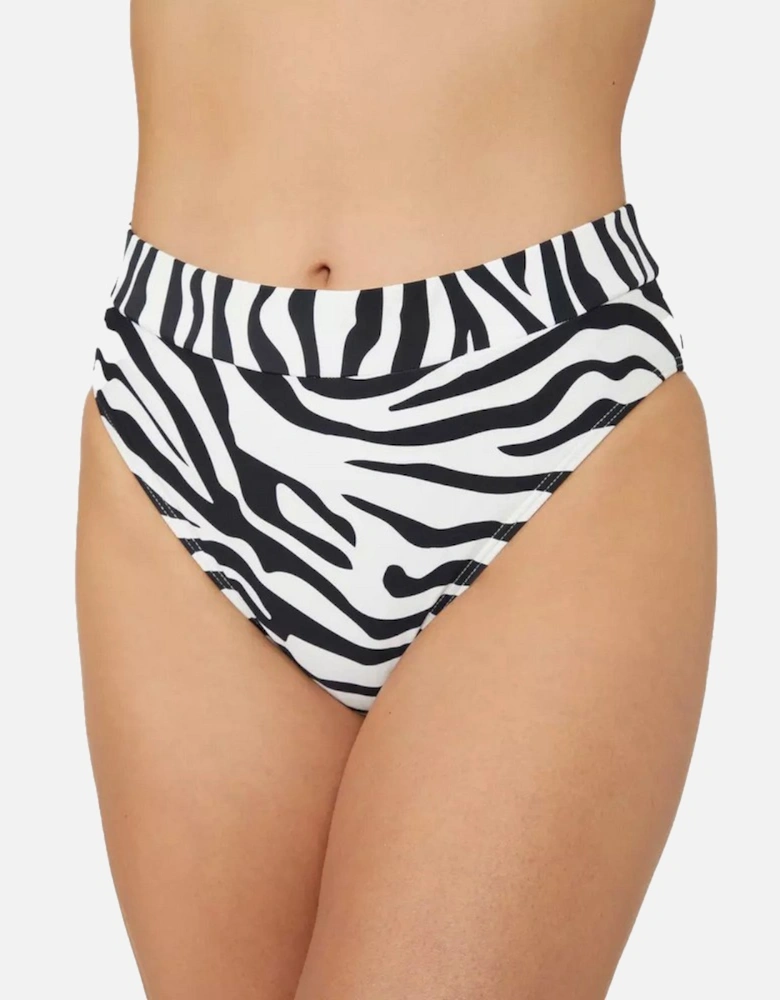 Womens/Ladies Zebra Print Mid Rise Bikini Bottoms
