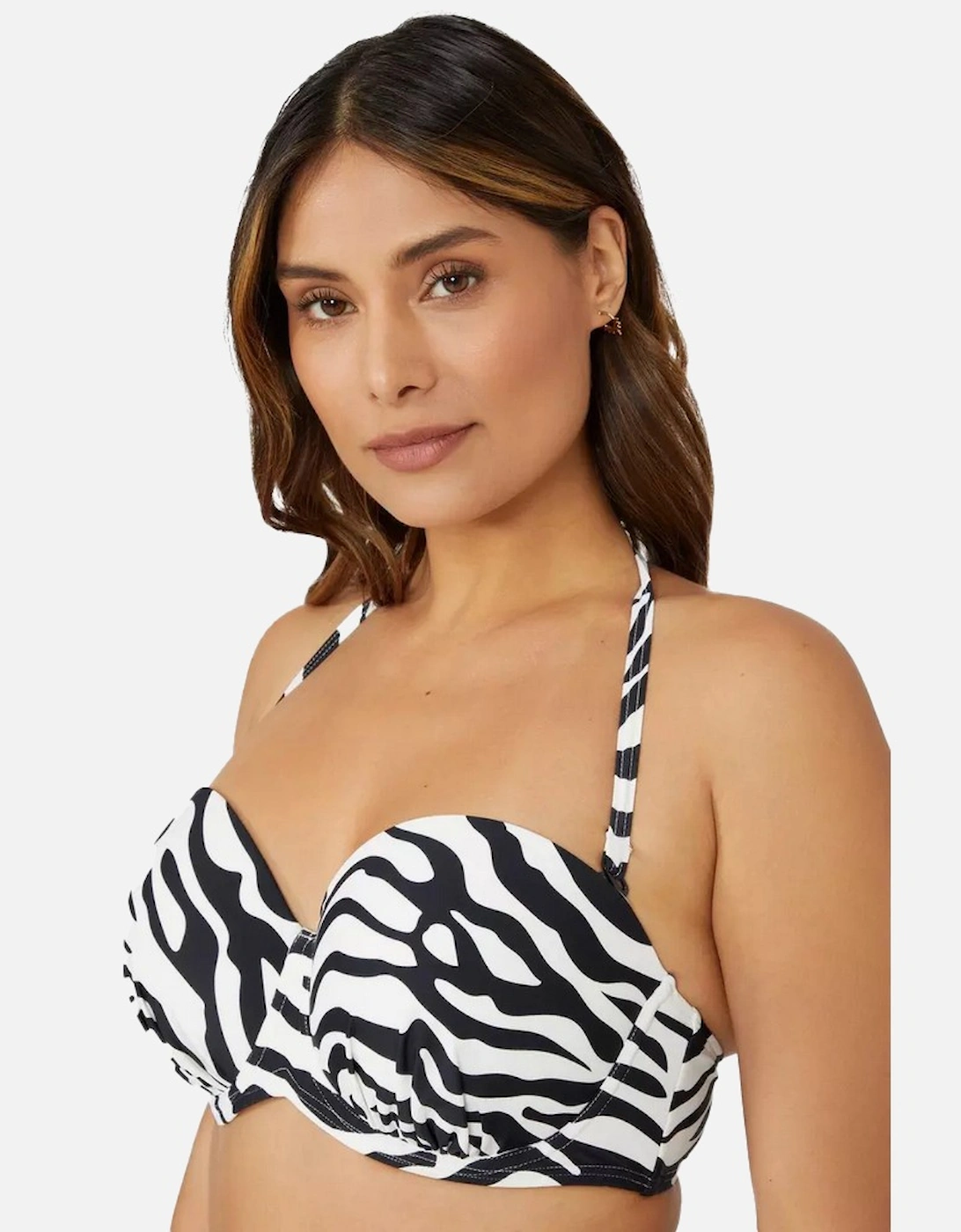 Womens/Ladies Zebra Print Strapless Bikini Top, 5 of 4