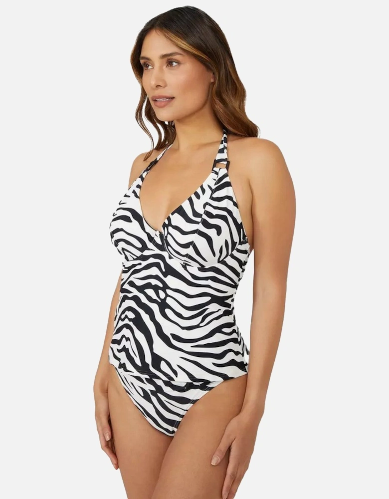 Womens/Ladies Zebra Print Non-Padded Tankini Top