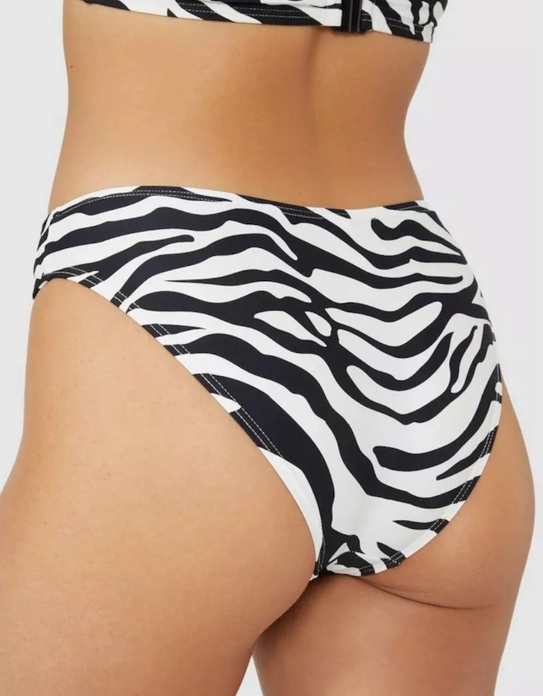 Womens/Ladies Zebra Print Ring Detail Bikini Bottoms