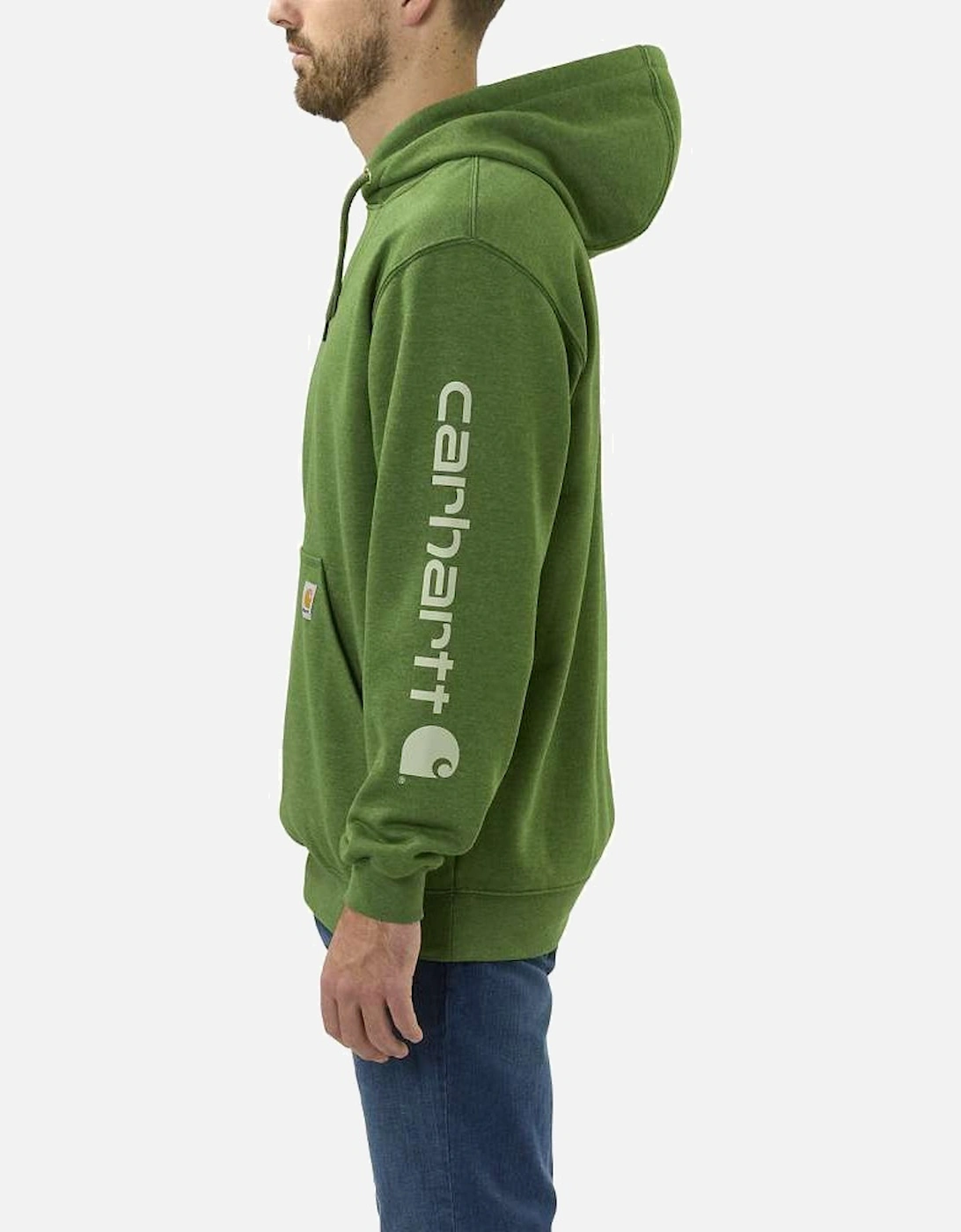 Carhartt Mens Polycotton Stretchable Sleeve Logo Hooded Sweatshirt Top, 3 of 2