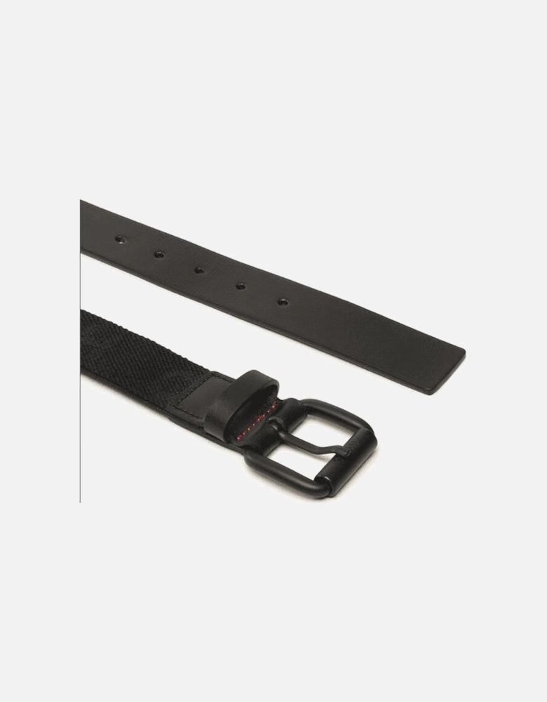 Logo Print Woven Black Belt