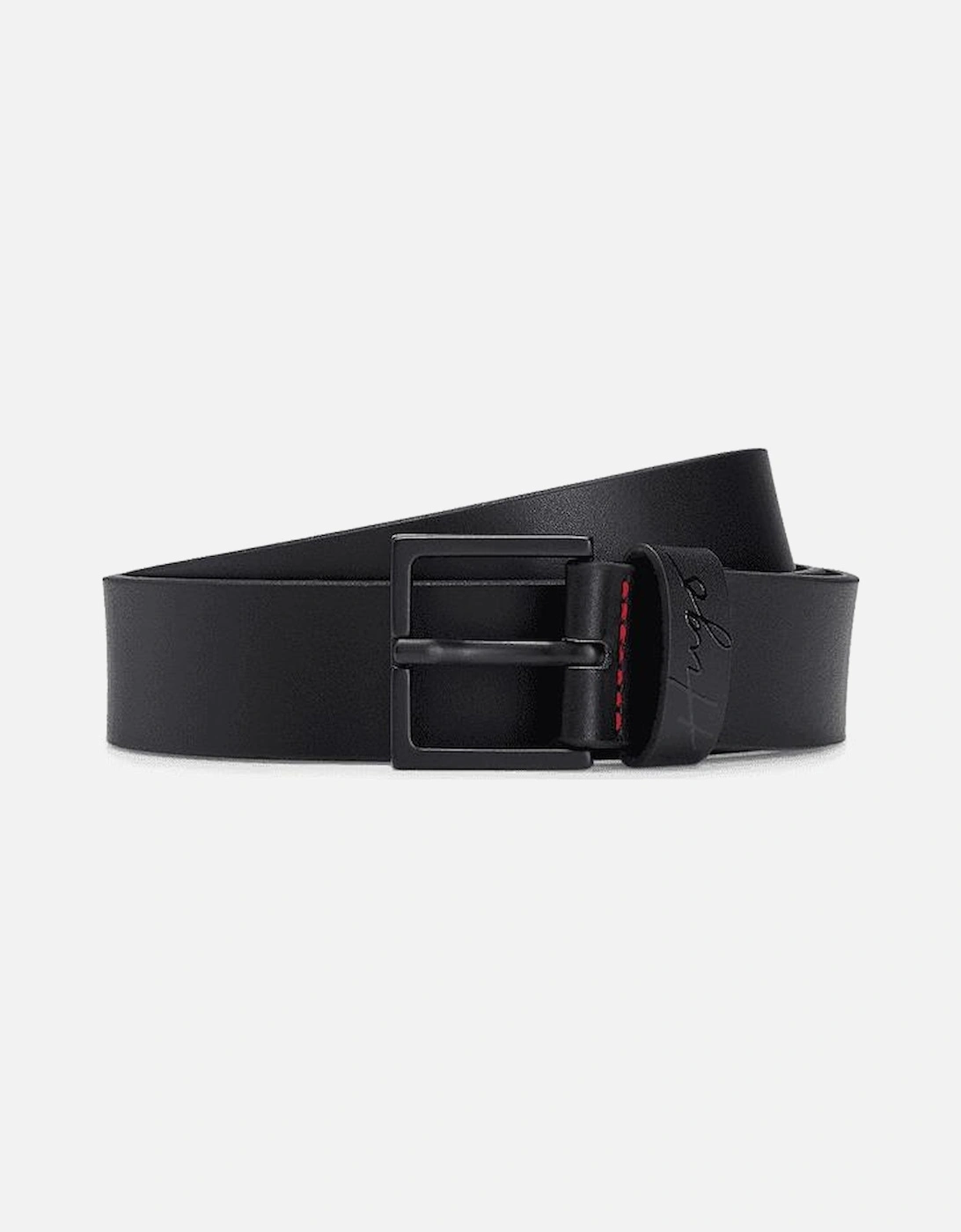 Signature Logo Buckle Leather Black Belt, 3 of 2