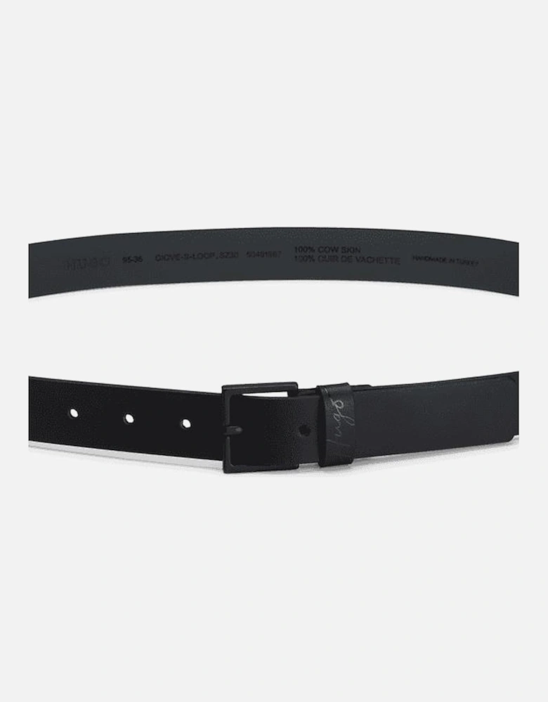 Signature Logo Buckle Leather Black Belt