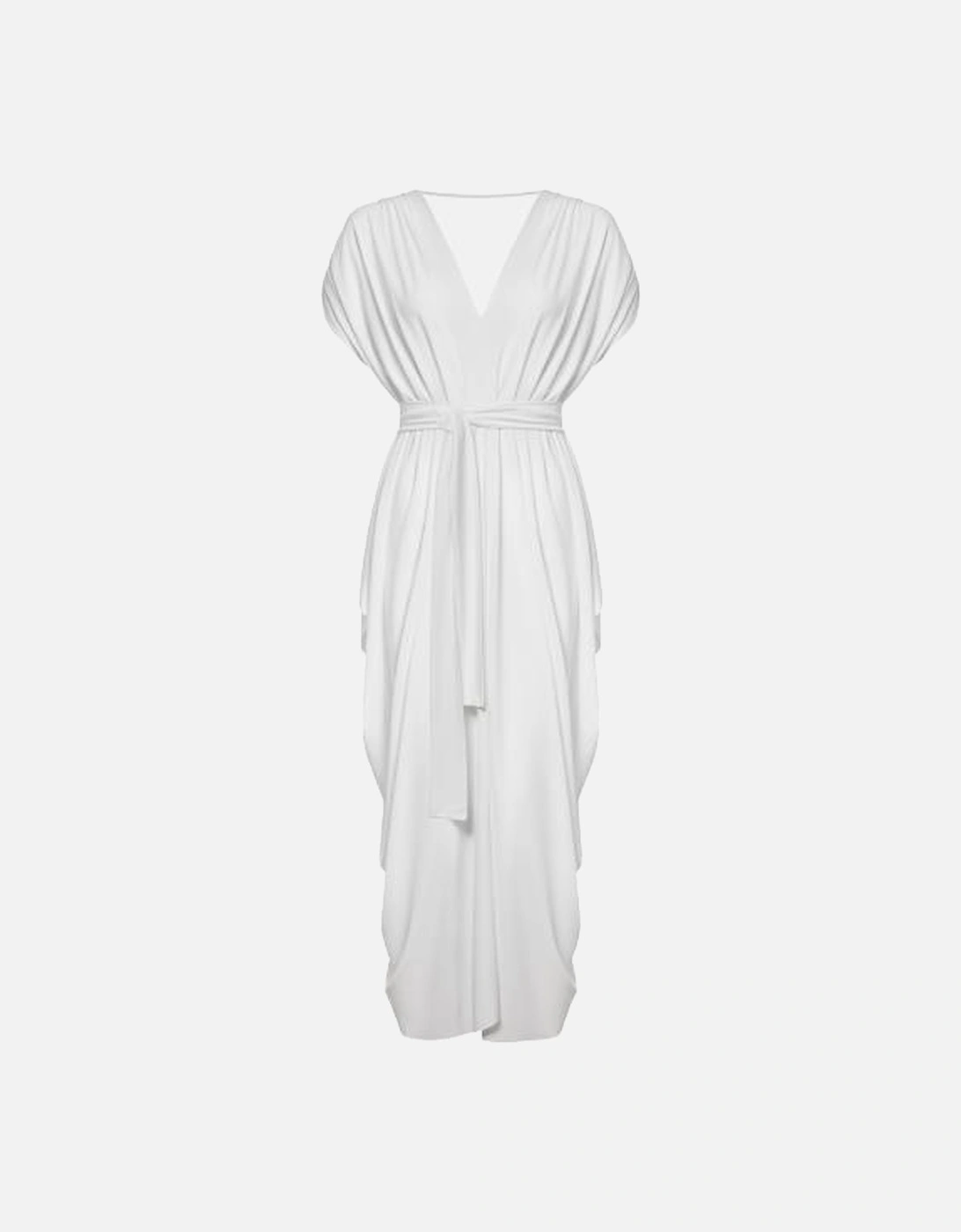 Batwing Pleated Maxi Dress Cream