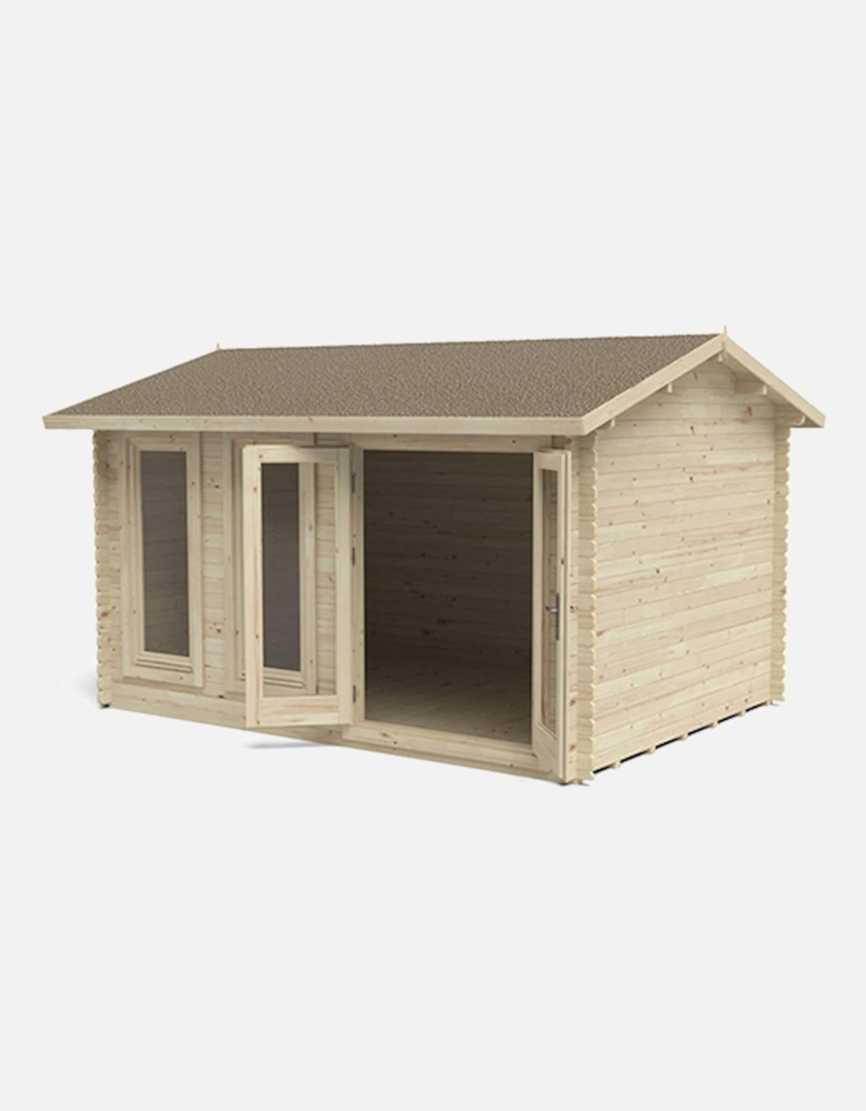 Garden Chiltern 4.0m x 3.0m Log Cabin - Apex Roof Double Glazed with Felt Shingles Plus Underlay