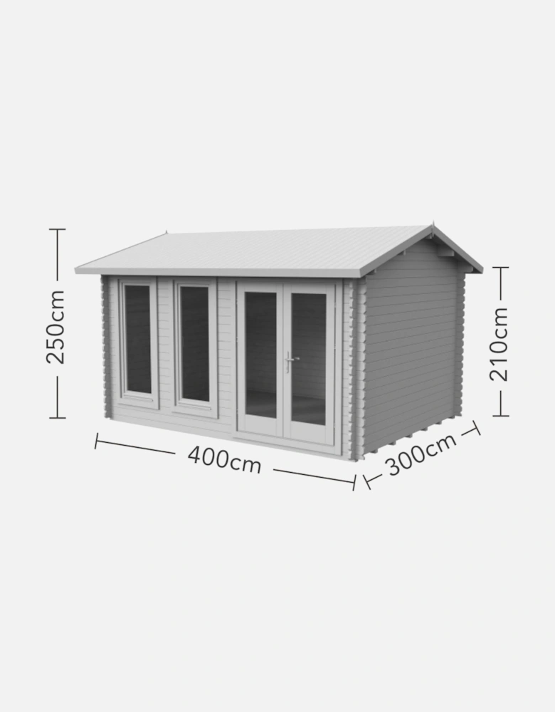Garden Chiltern 4.0m x 3.0m Log Cabin - Apex Roof Double Glazed 24kg Felt Plus Underlay