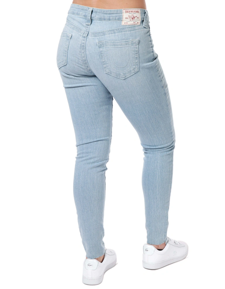 Womens Jennie Mid Rise Raw Hem Skinny Jeans