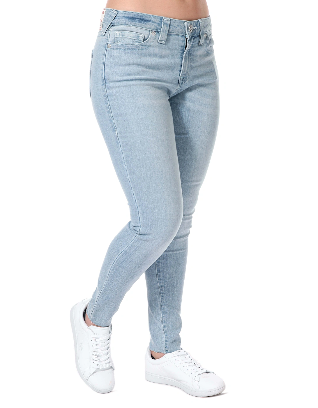 Womens Jennie Mid Rise Raw Hem Skinny Jeans