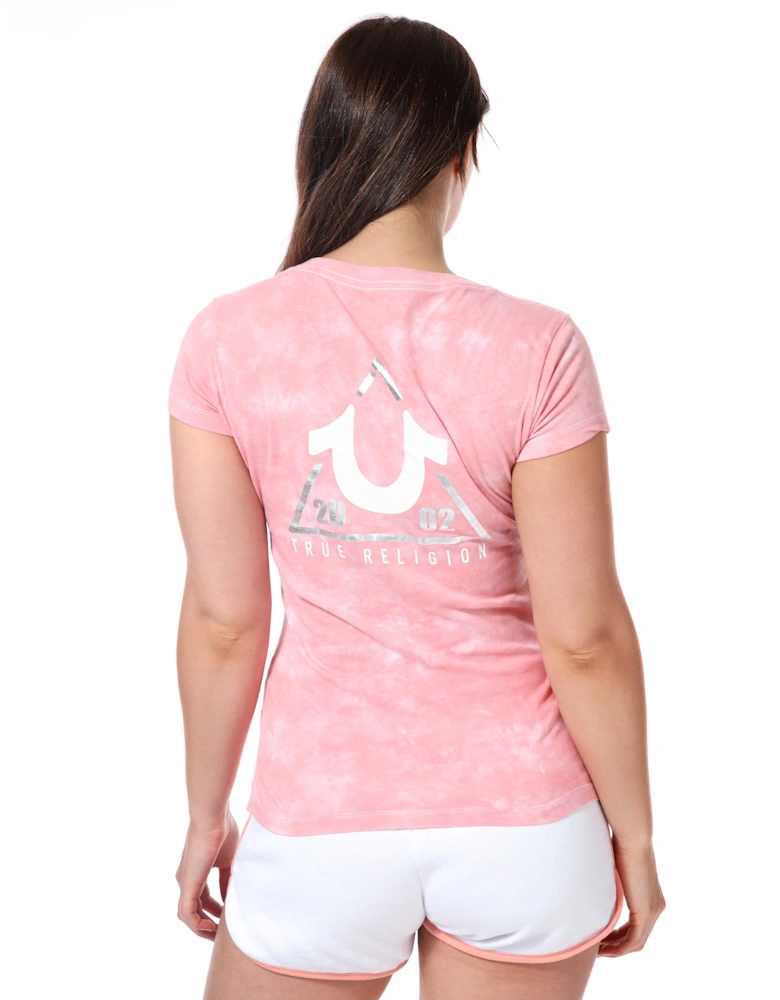Womens Foil Triangle Logo V-Neck T-Shirt