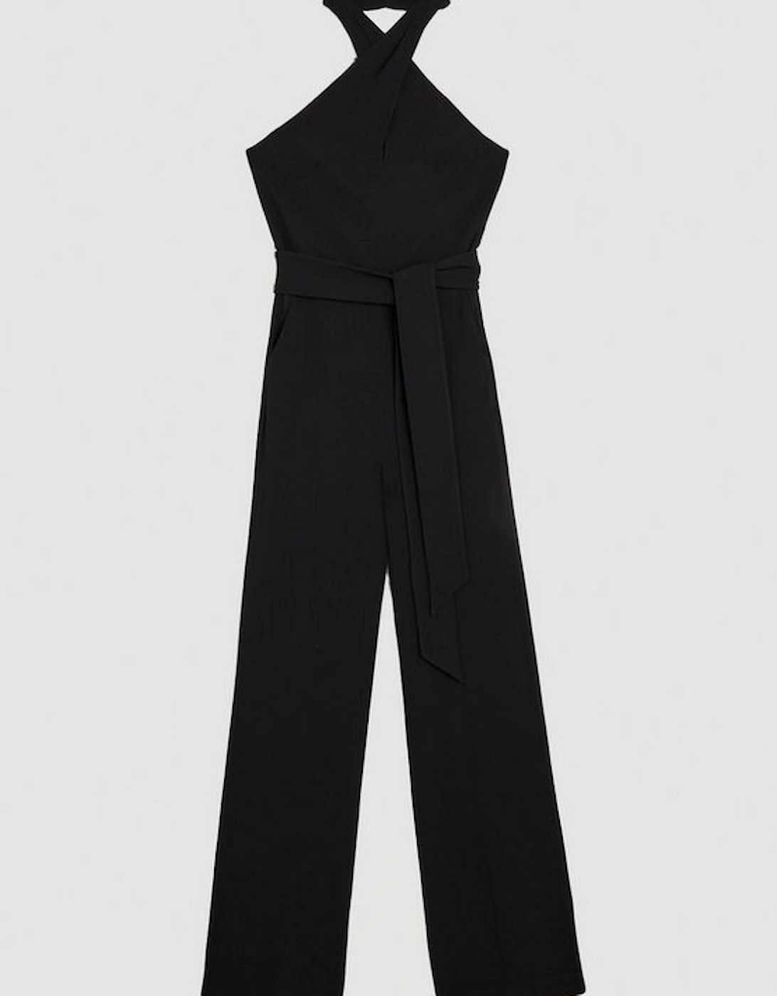 Compact Viscose Stretch Drape Tailored Jumpsuit