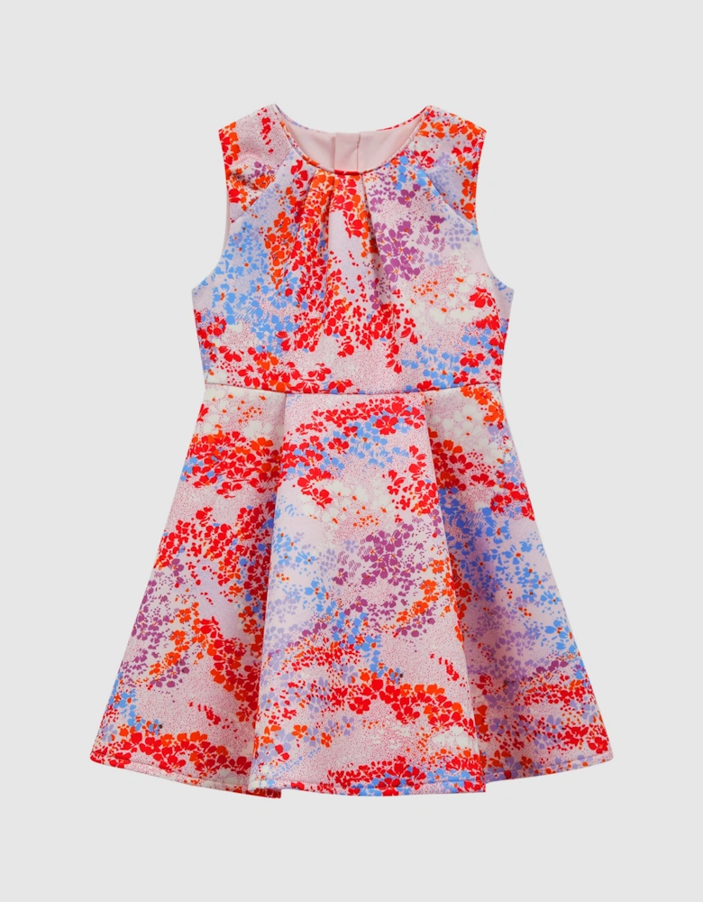 Floral Print Pleated Dress