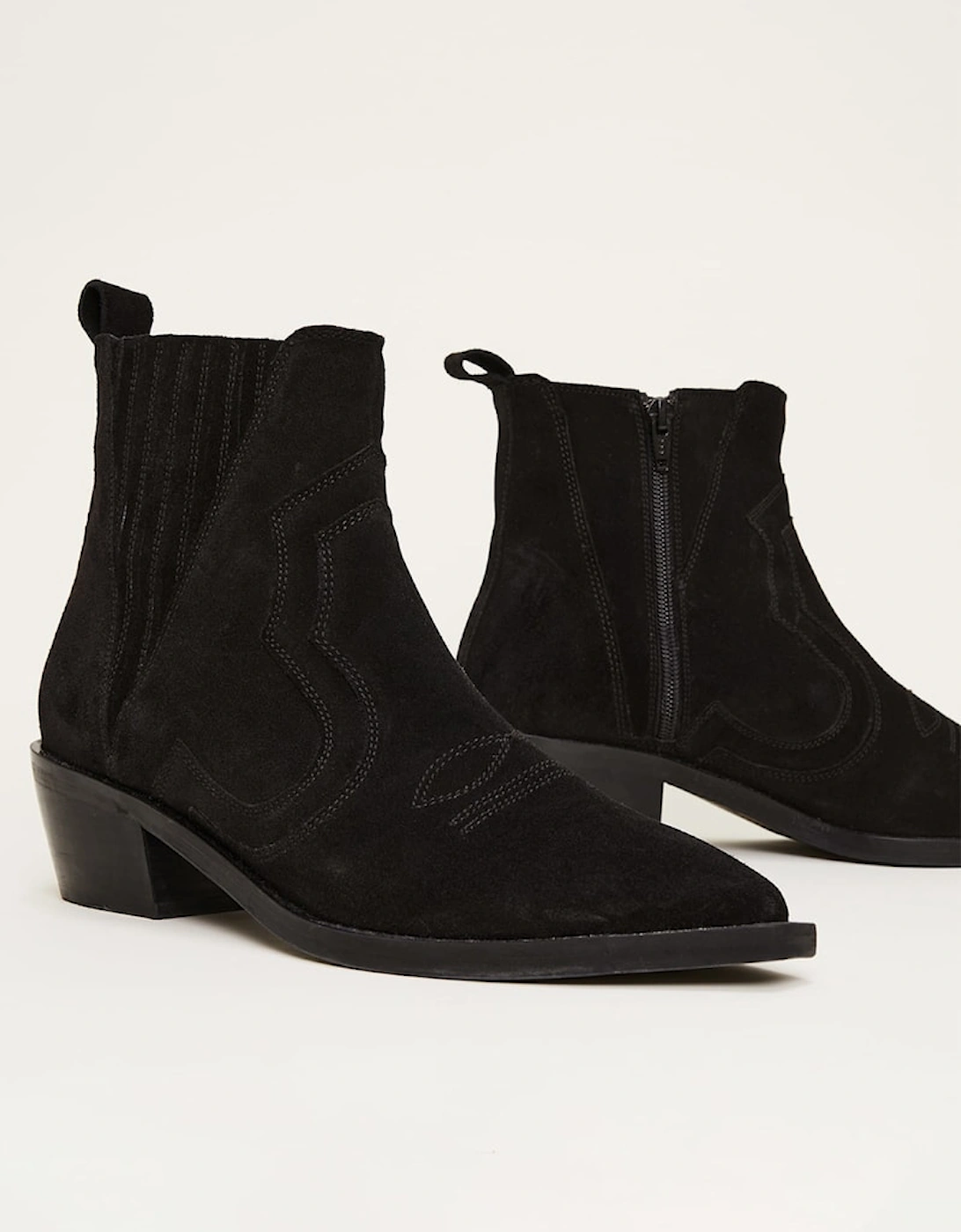 Stitch Detail Suede Ankle Boot