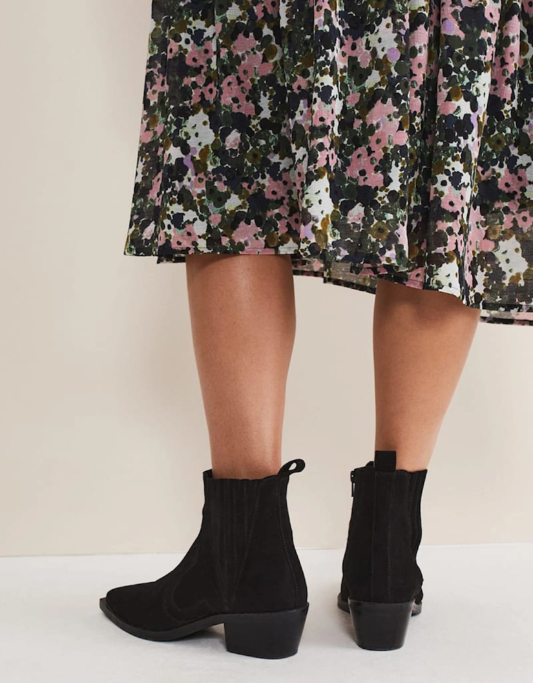 Stitch Detail Suede Ankle Boot