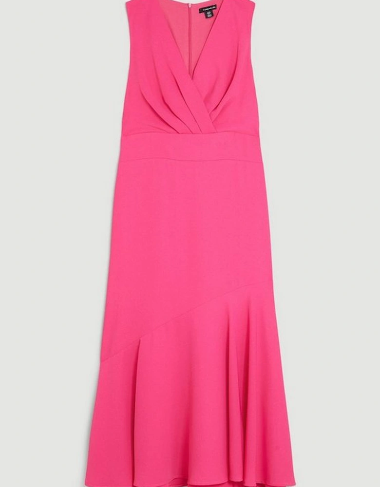Soft Tailored Sleeveless Wrap Front Midi Dress