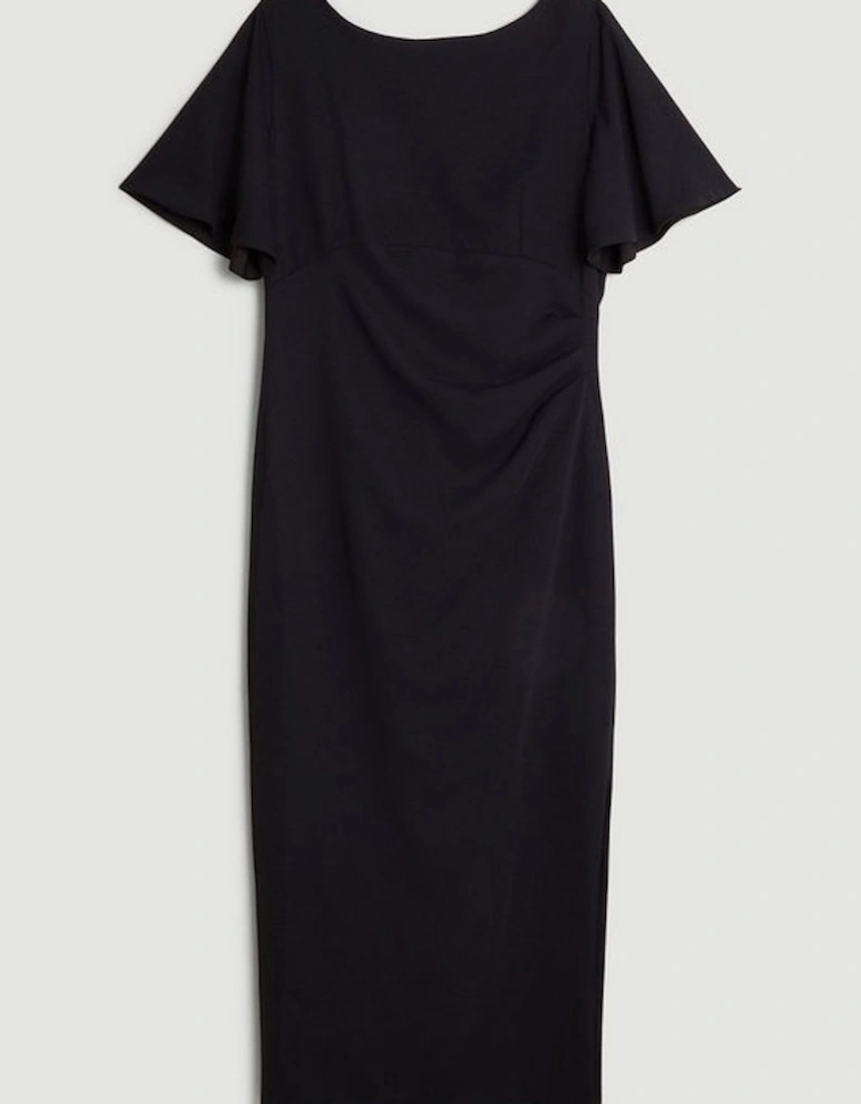 Premium Crepe Flare Sleeve Midi Dress