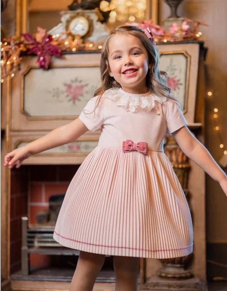 Girls Pale Pink Pleated Dress