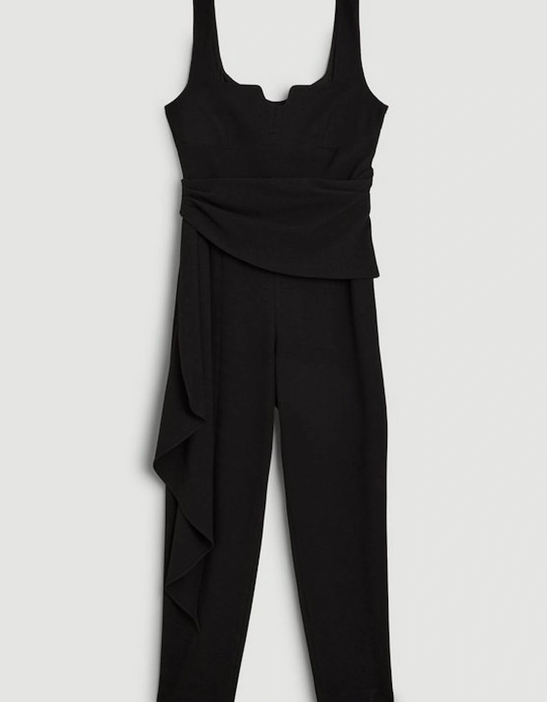 Structured Crepe Wrap Drape Detail Jumpsuit