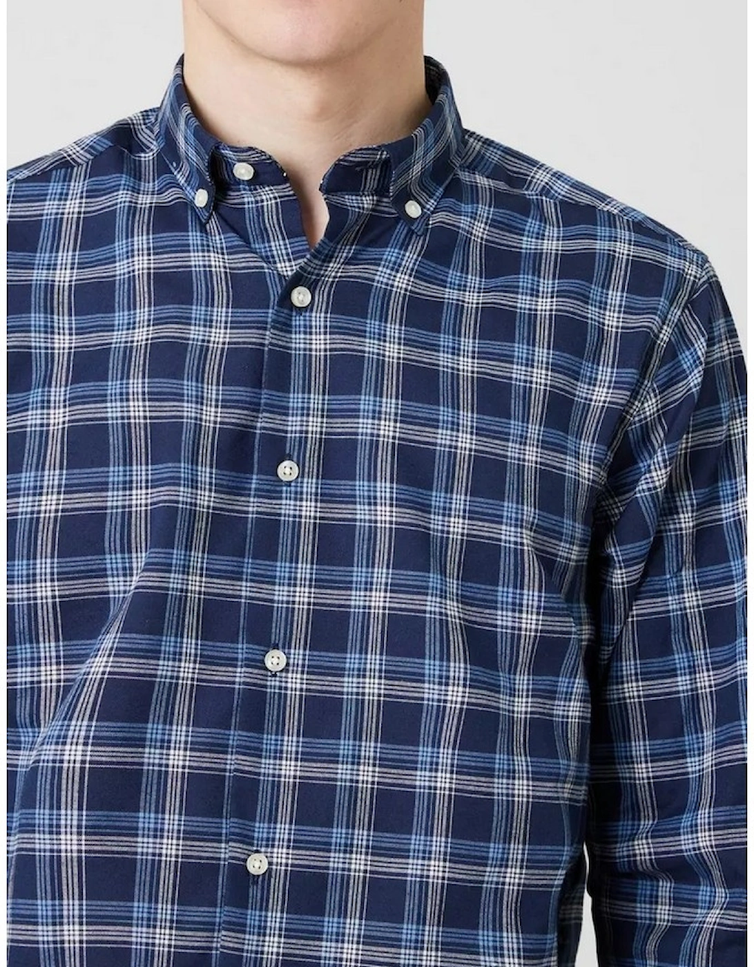 Mens Classic Double Checked Long-Sleeved Shirt
