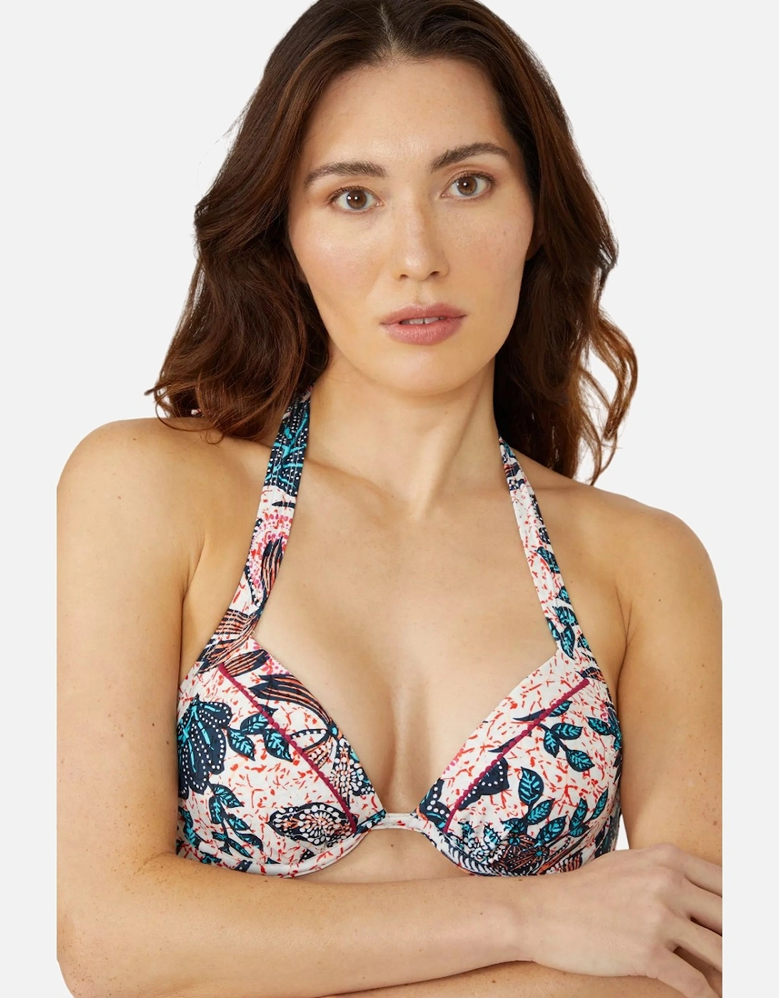 Womens/Ladies Savannah Floral Padded Bikini Top, 5 of 4