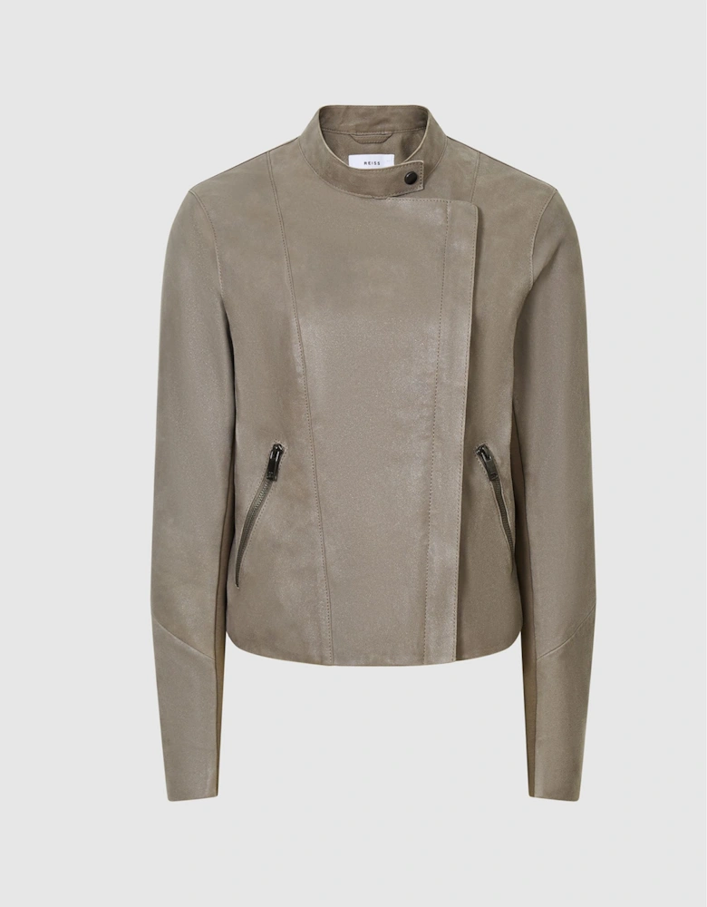 Suede Tab Collar Leather Jacket