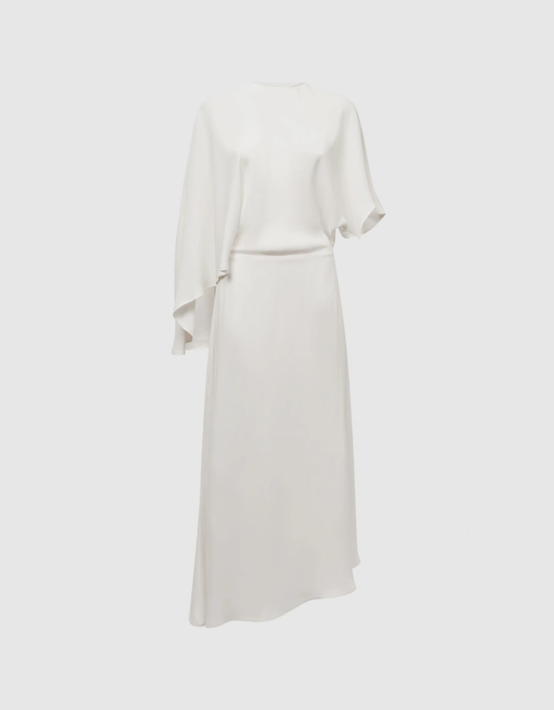 Cape Sleeve Asymmetric Maxi Dress