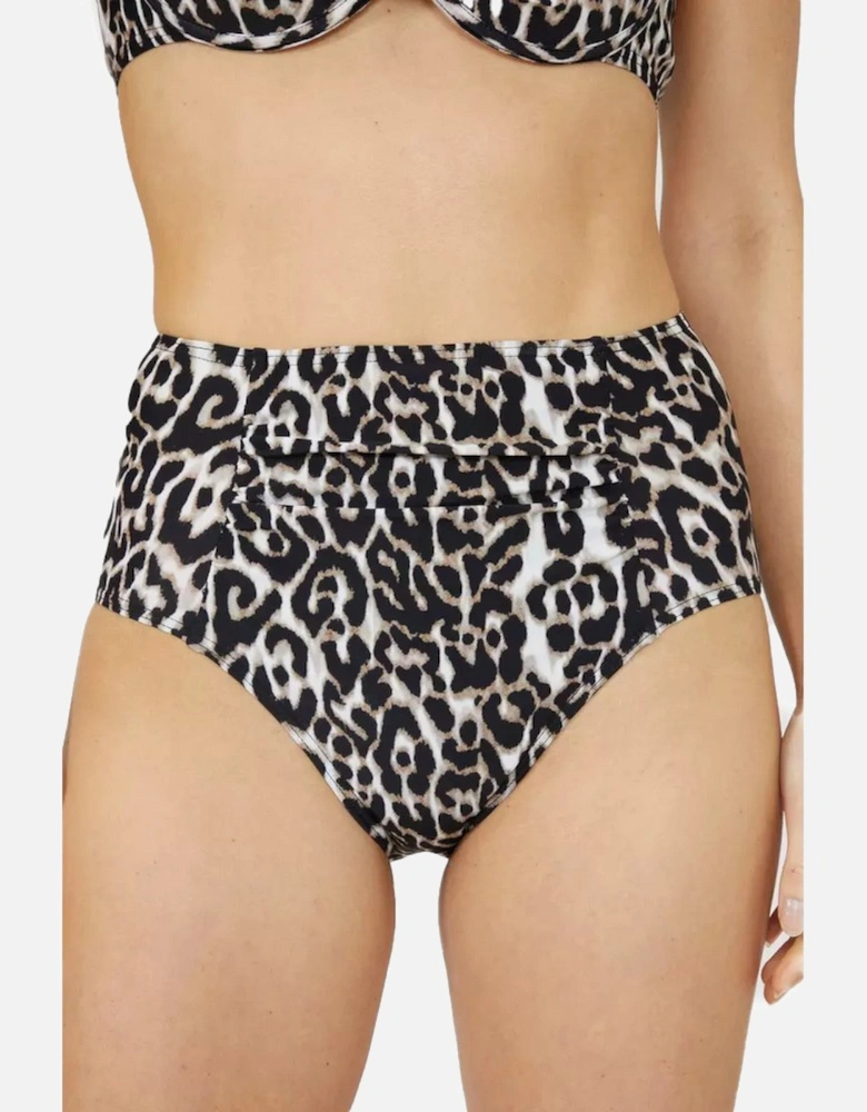 Womens/Ladies Leopard Print High Waist Bikini Bottoms