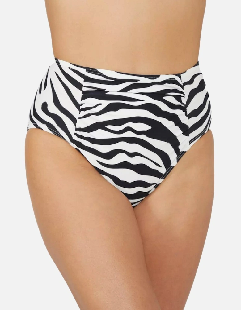 Womens/Ladies Zebra Print High Waist Bikini Bottoms
