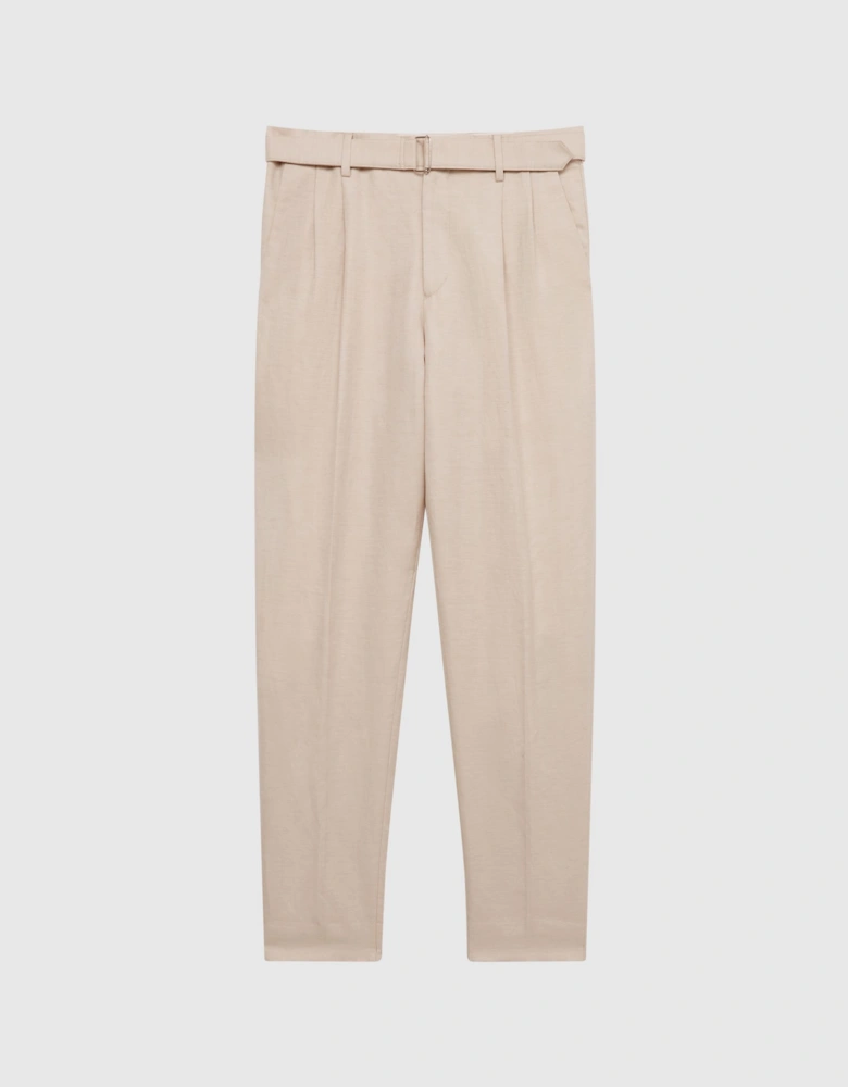 Cotton-Linen Buckled Trousers