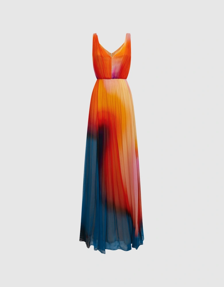 Halston Pleated Maxi Gown