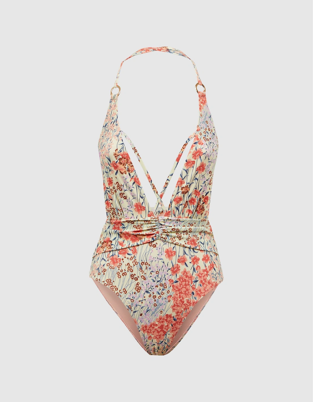 Floral Print Plunge Neck Swimsuit, 2 of 1