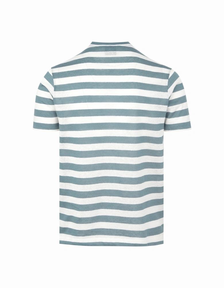 Delave Linen Stripe T-shirt Green