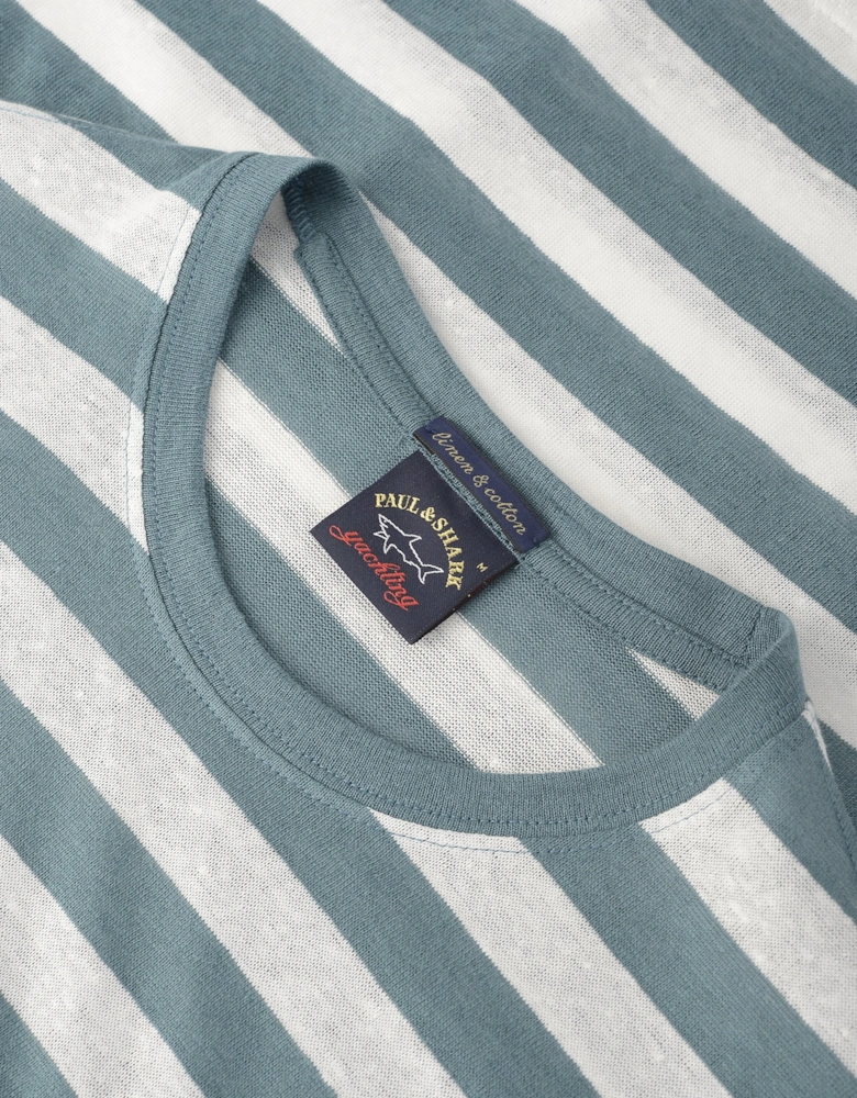 Delave Linen Stripe T-shirt Green