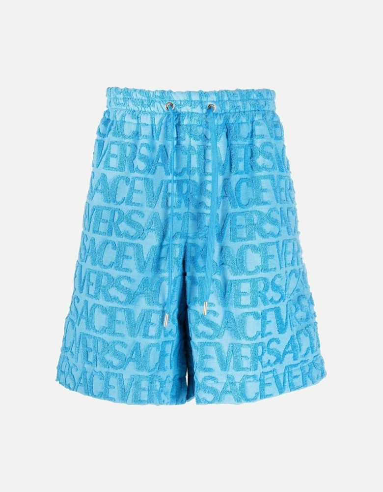 Jacquard Fabric Shorts Blue