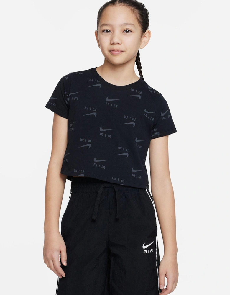 Older Girls Air Print Boxy T-Shirt - Black
