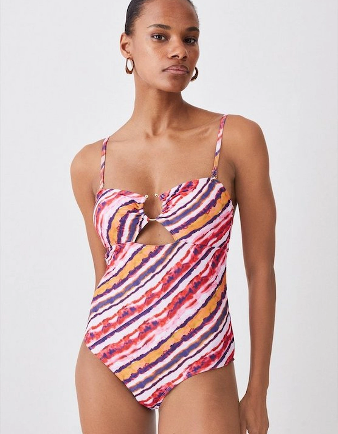 Tie Dye Trimmed Swimsuit With Removable Straps, 5 of 4