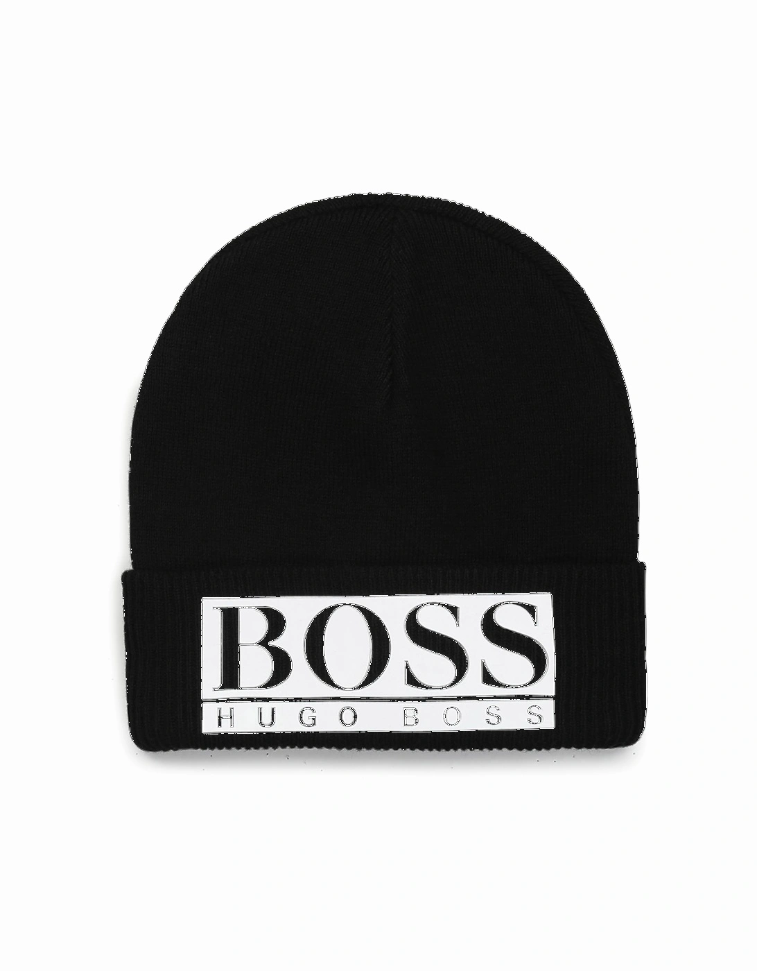 Boys Black Logo Beanie Hat, 2 of 1