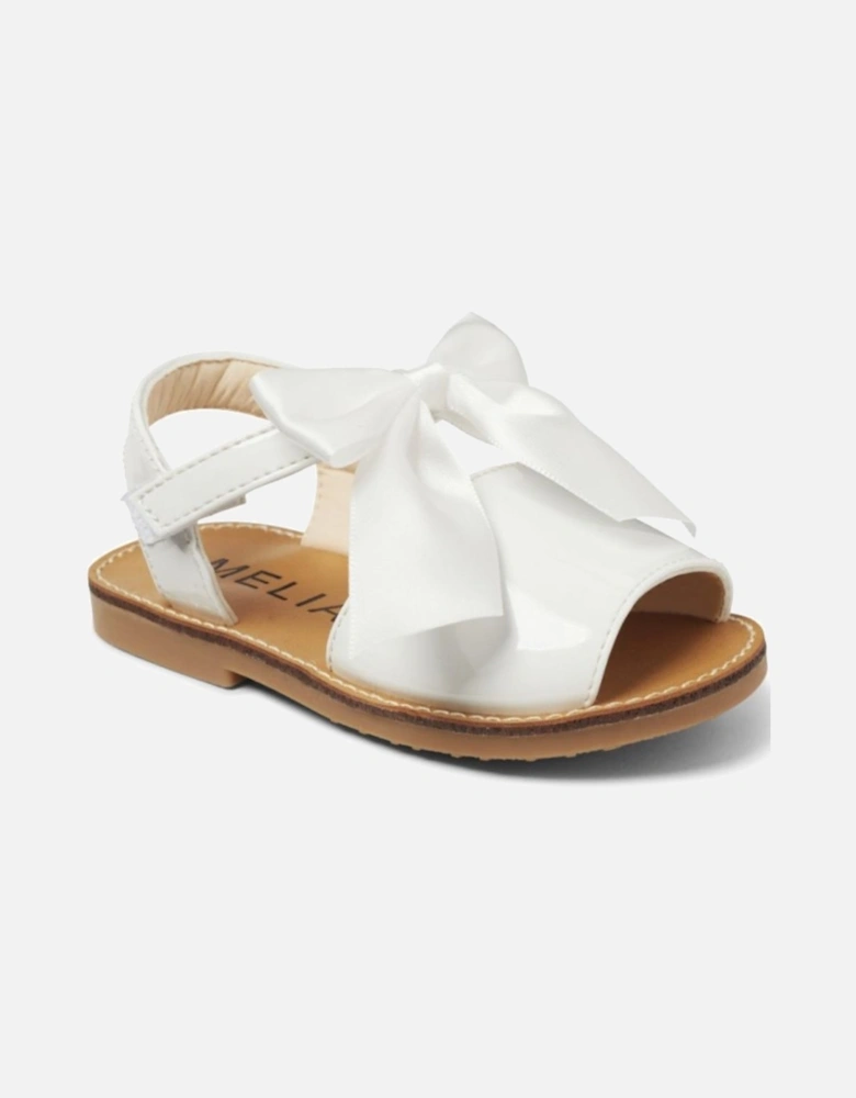 Girls White Summer Bow Sandals