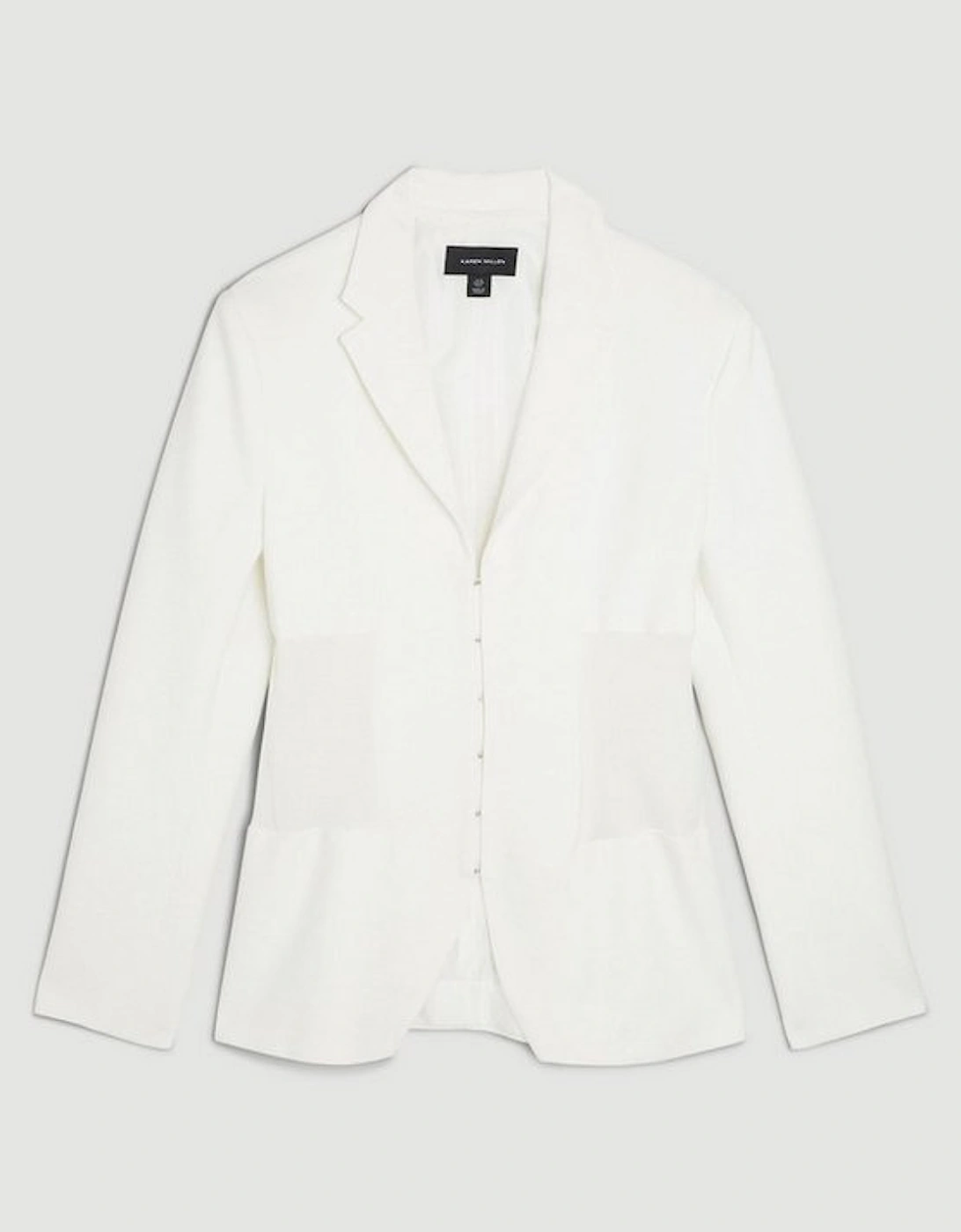 Compact Stretch Contrast Panel Detail Waist Blazer