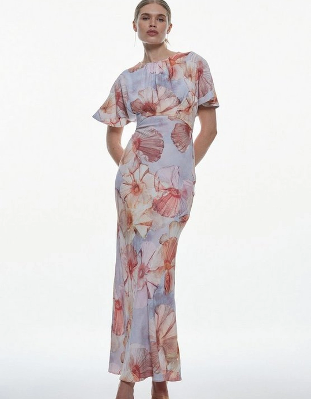 Satin Crepe Etched Floral Maxi Dress, 5 of 4