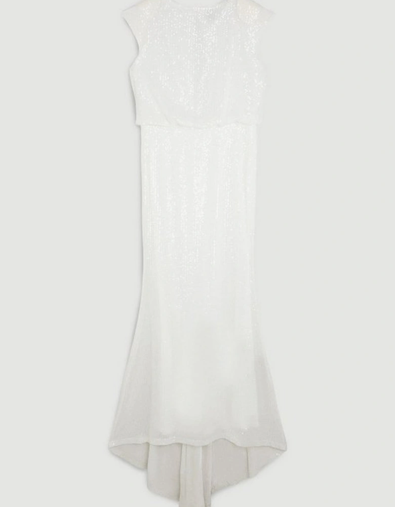 Sequin Short Sleeve Maxi Dress